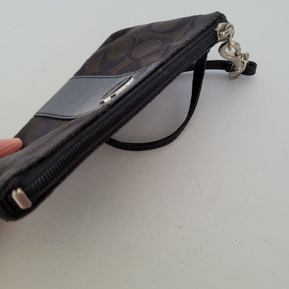 Coach Corner Wristlet Wallet Black Pouch Small Soft Logo Canvas 6x4 Signature - Picture 3 of 9